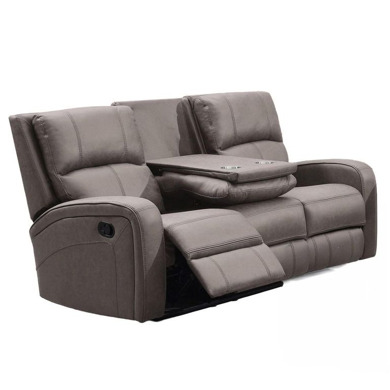 Silverton Recliner Sofa - 3 Seater - with Storage Console - Taupe - Fabric