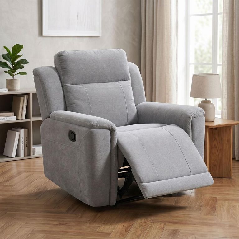 Somerton Recliner Armchair - Light Grey - Fabric