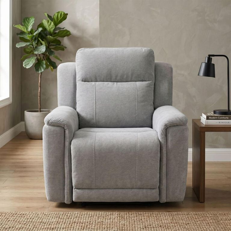 Somerton Recliner Armchair - Light Grey - Fabric
