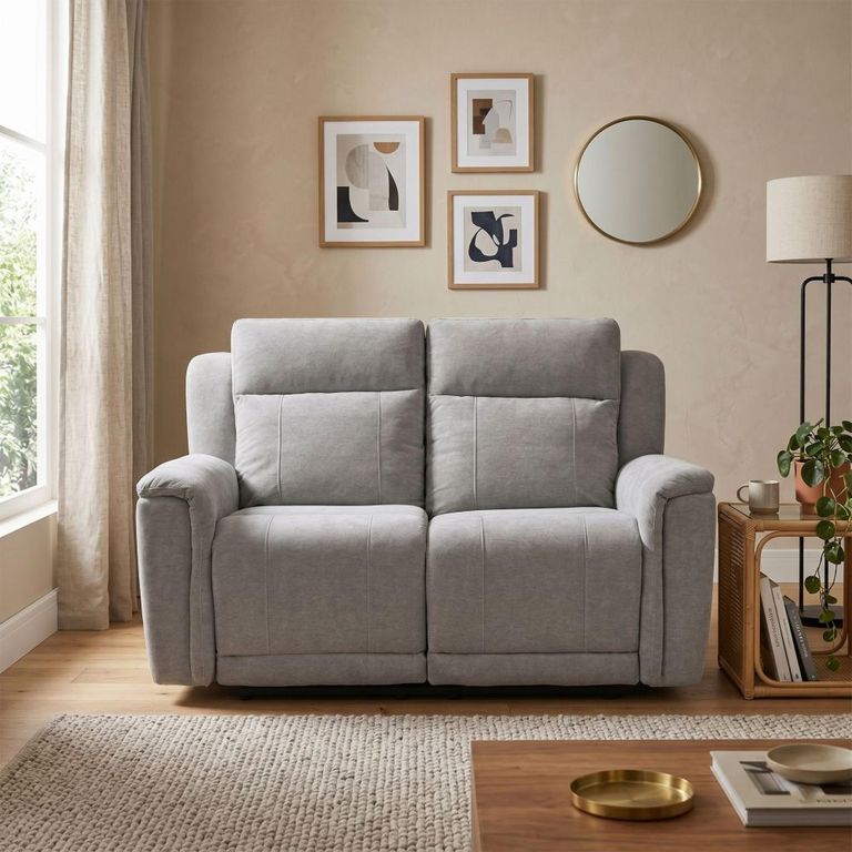 Somerton Recliner Sofa - 2 Seater - Light Grey - Fabric