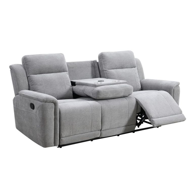 Somerton Recliner Sofa - 3+2 Seater - with Storage Console - Light Grey - Fabric