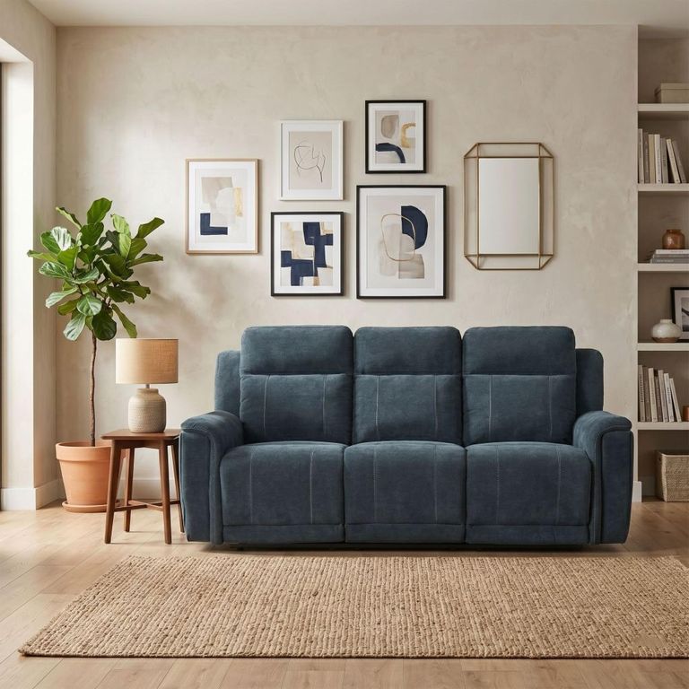 Somerton Recliner Sofa - 3 Seater - with Storage Console - Dark Grey - Fabric