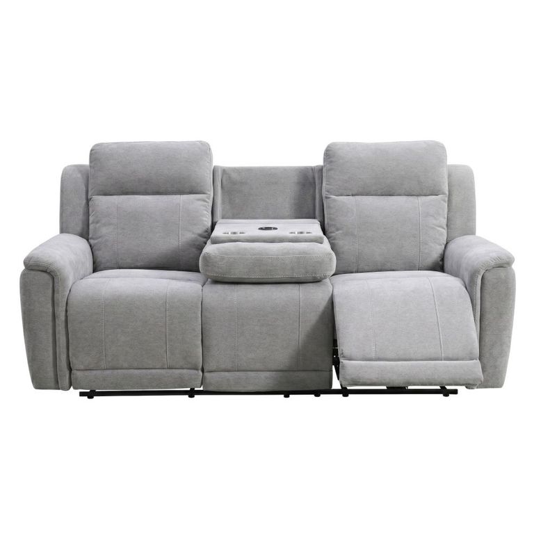 Somerton Recliner Sofa - 3 Seater - with Storage Console - Light Grey - Fabric