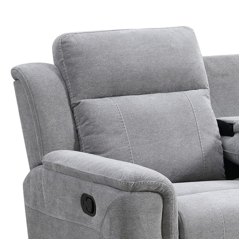 Somerton Recliner Sofa - 3 Seater - with Storage Console - Light Grey - Fabric