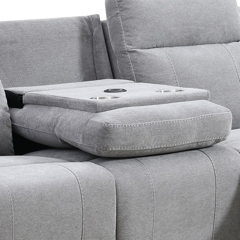Somerton Recliner Sofa - 3 Seater - with Storage Console - Light Grey - Fabric