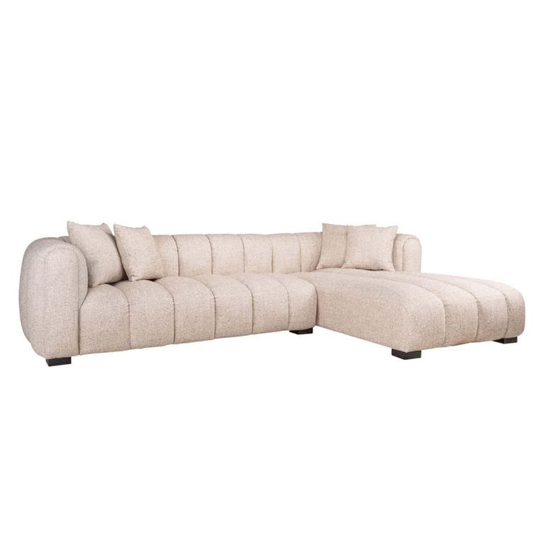 Novaro Sofa - Cream - Chaise - Fabric - RHF