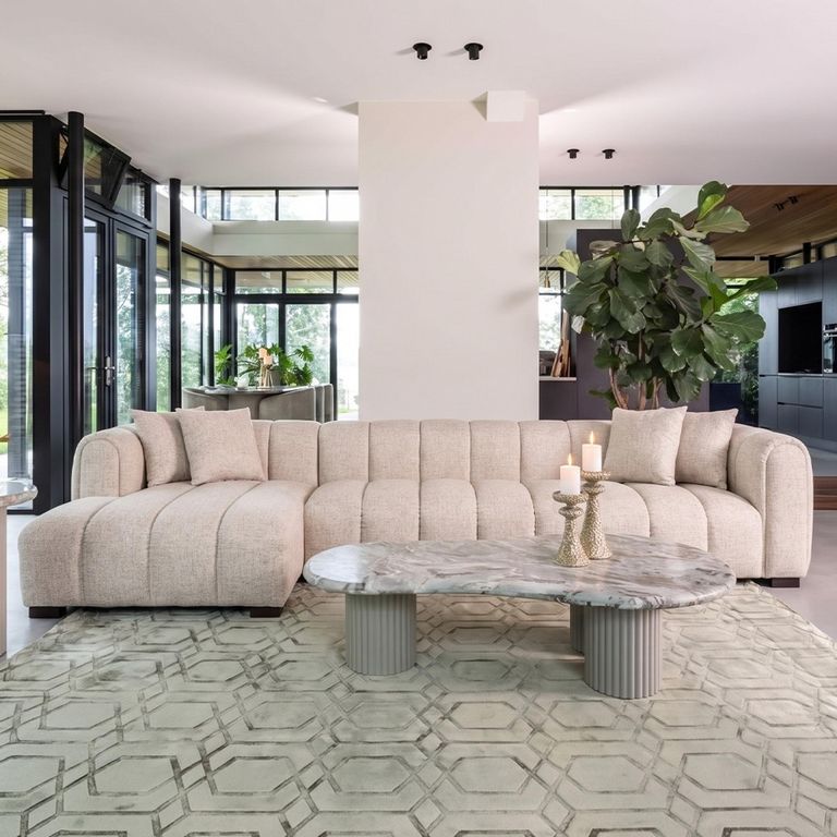 Novaro Sofa - Cream - Chaise - Fabric - LHF