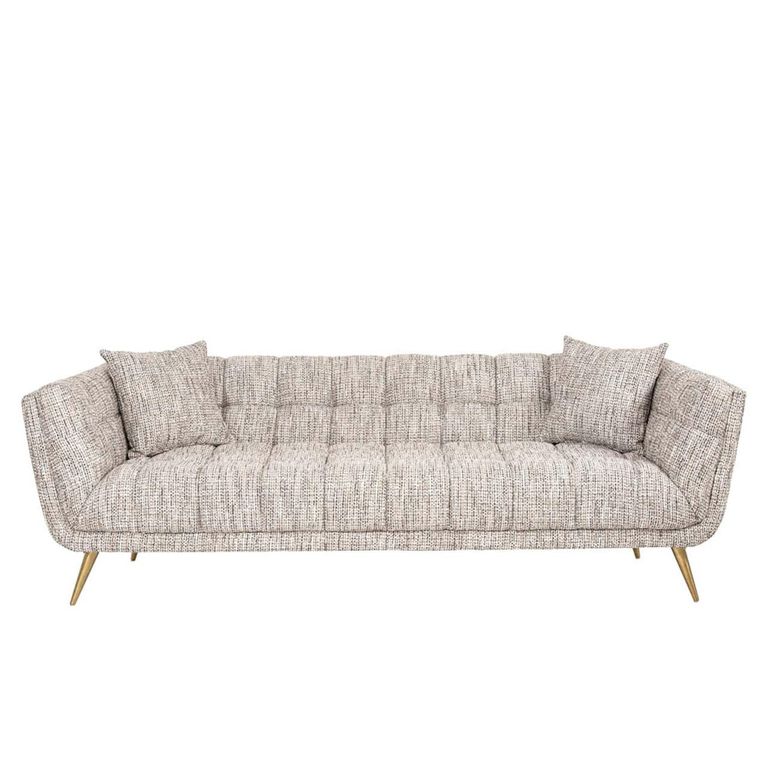 Huxley Beige Fabric 3 Seater Sofa with Brushed Gold Legs