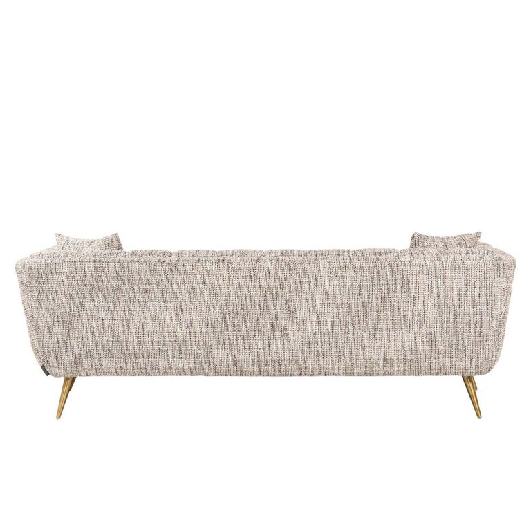 Huxley Beige Fabric 3 Seater Sofa with Brushed Gold Legs