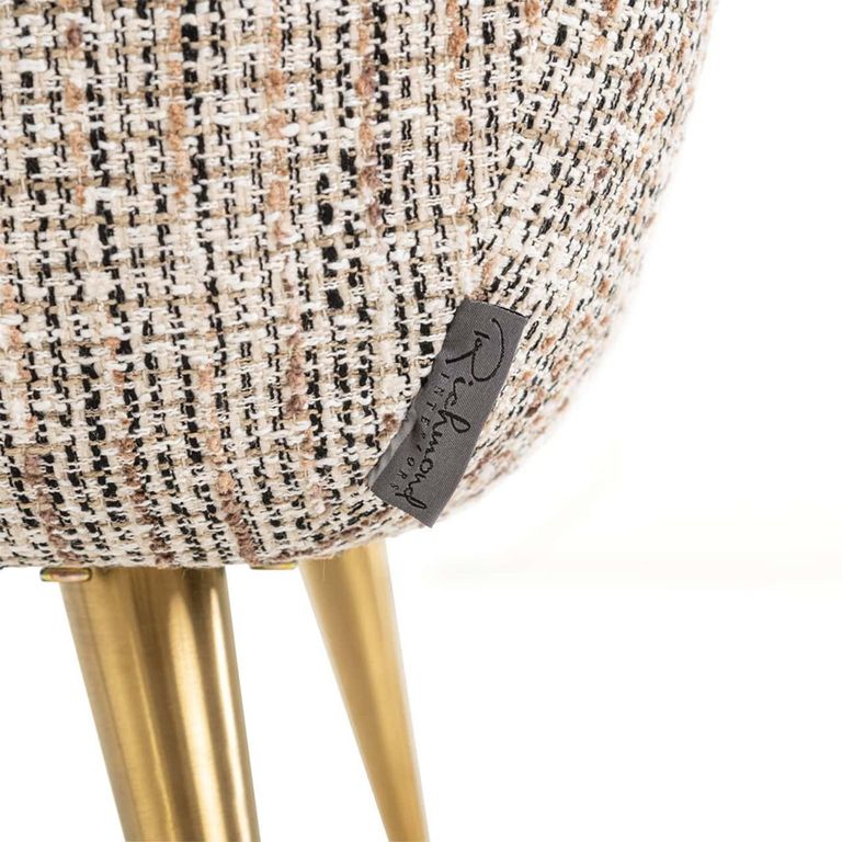 Huxley Beige Fabric 3 Seater Sofa with Brushed Gold Legs