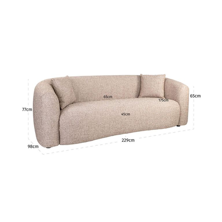 Luxandra Sofa - 3 Seater - Sand - Fabric