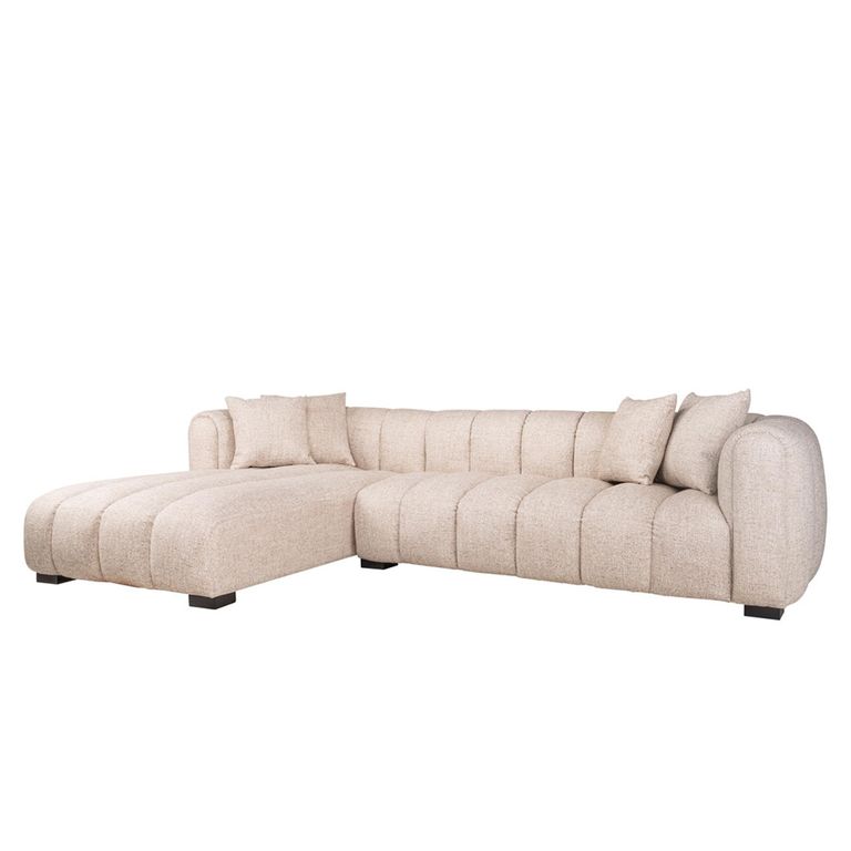 Novaro Sofa - Cream - Chaise - Fabric - LHF