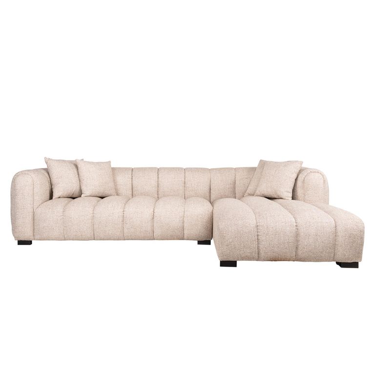 Novaro Sofa - Cream - Chaise - Fabric - RHF
