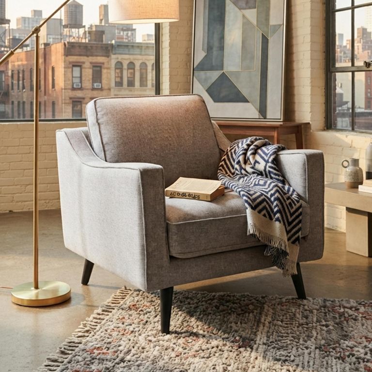 Daffy Armchair - Greige Linen - Fabric