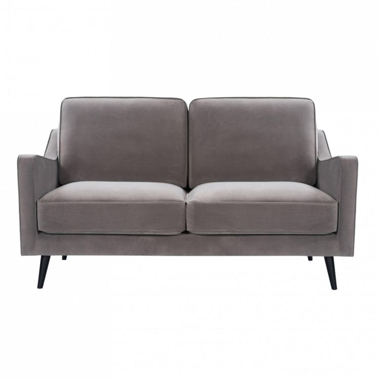 Daffy Sofa - 2 Seater - Stone Grey Velvet - Fabric