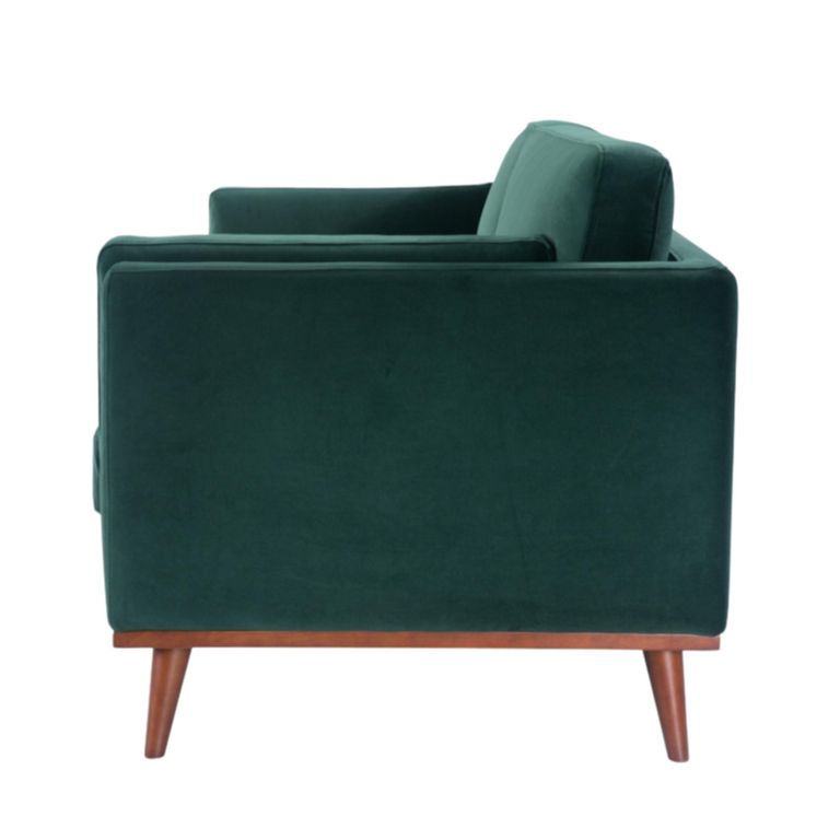 Mickey Sofa - 2 Seater - Emerald Green Velvet and Walnut - Fabric and Wood