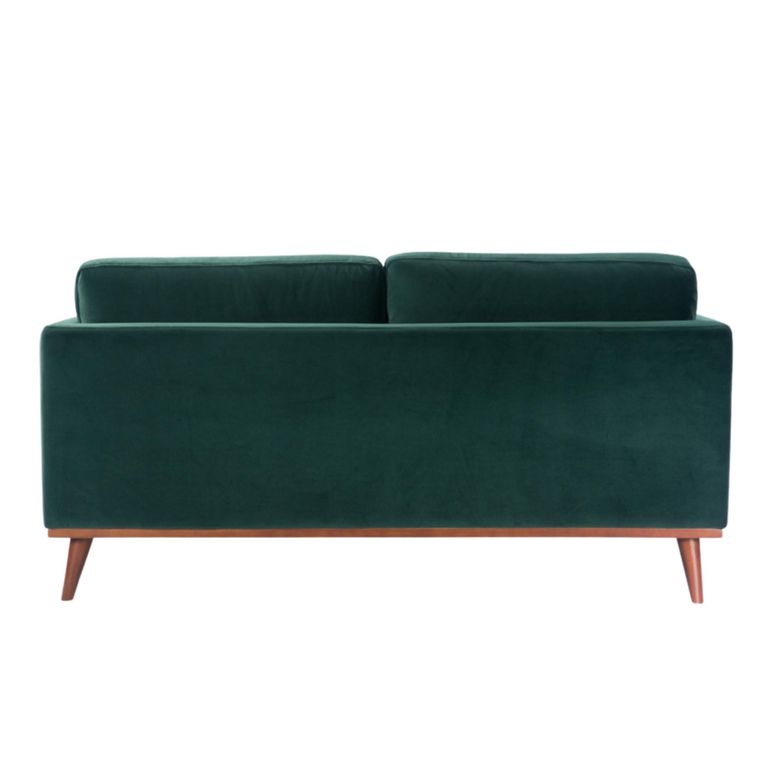 Mickey Sofa - 2 Seater - Emerald Green Velvet and Walnut - Fabric and Wood