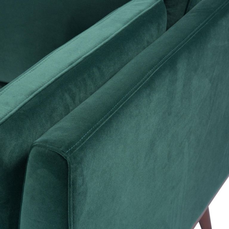 Mickey Sofa - 2 Seater - Emerald Green Velvet and Walnut - Fabric and Wood