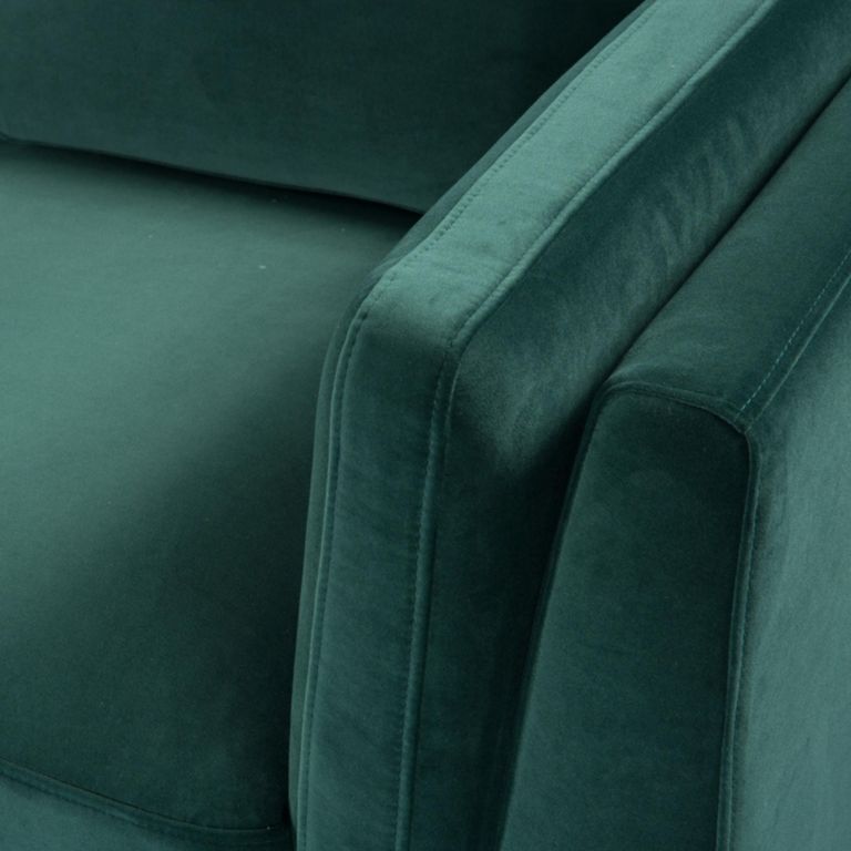 Mickey Sofa - 2 Seater - Emerald Green Velvet and Walnut - Fabric and Wood