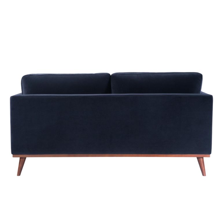 Mickey Sofa - 2 Seater - Midnight Blue Velvet and Walnut - Fabric and Wood
