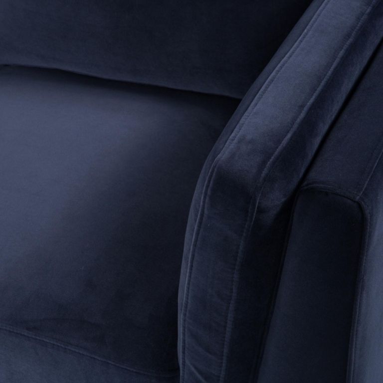 Mickey Sofa - 2 Seater - Midnight Blue Velvet and Walnut - Fabric and Wood