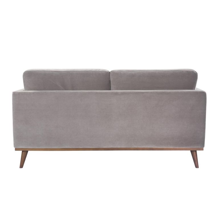 Mickey Sofa - 2 Seater - Stone Grey Velvet and Walnut - Fabric and Wood