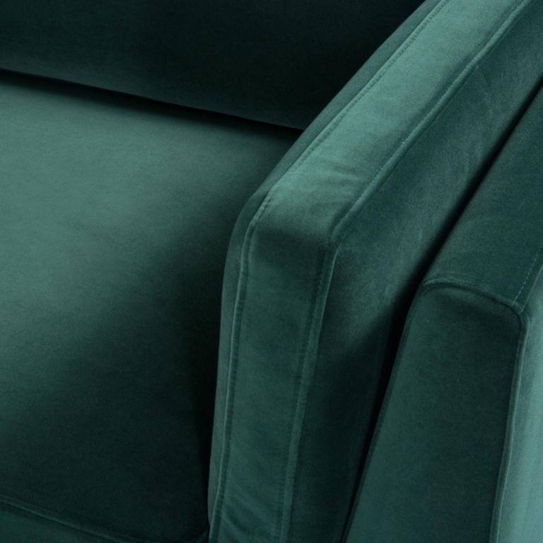 Mickey Sofa - 3 Seater - Emerald Green Velvet and Walnut - Fabric and Wood