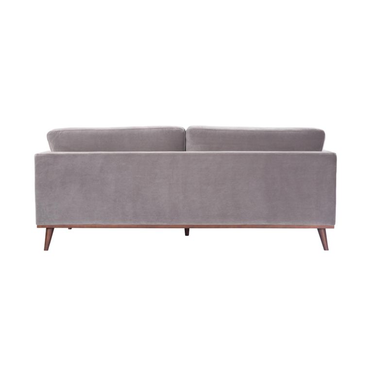 Mickey Sofa - 3 Seater - Stone Grey Velvet and Walnut - Fabric and Wood