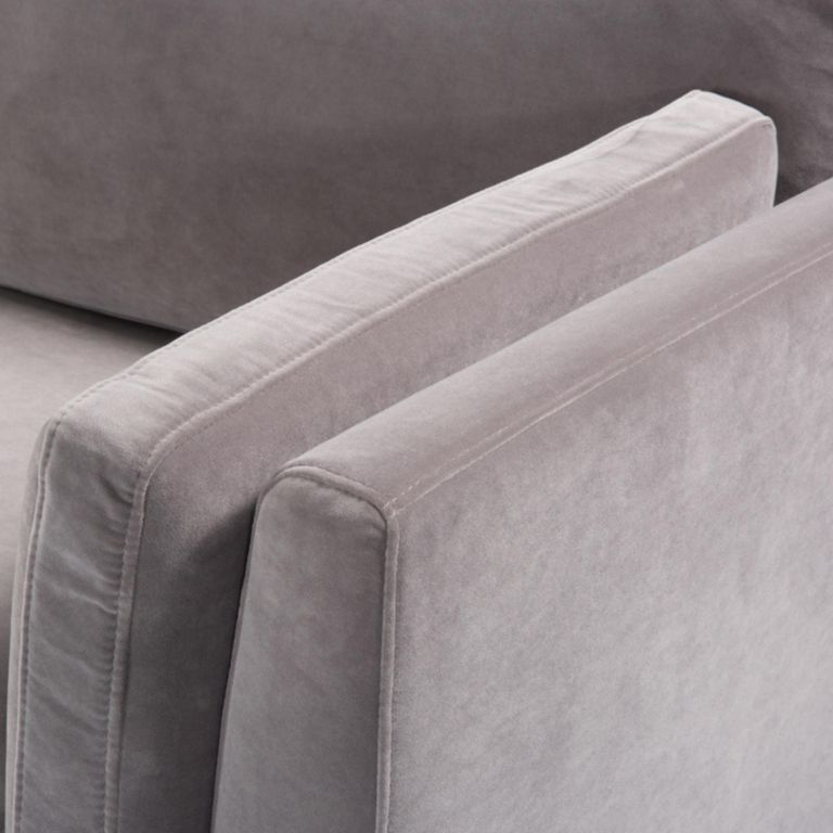 Mickey Sofa - 3 Seater - Stone Grey Velvet and Walnut - Fabric and Wood