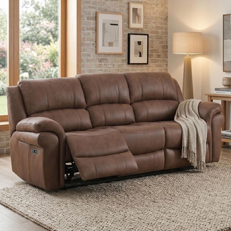 Farnham Ultra Electric Recliner Sofa - 3 Seater - Tan - Fabric