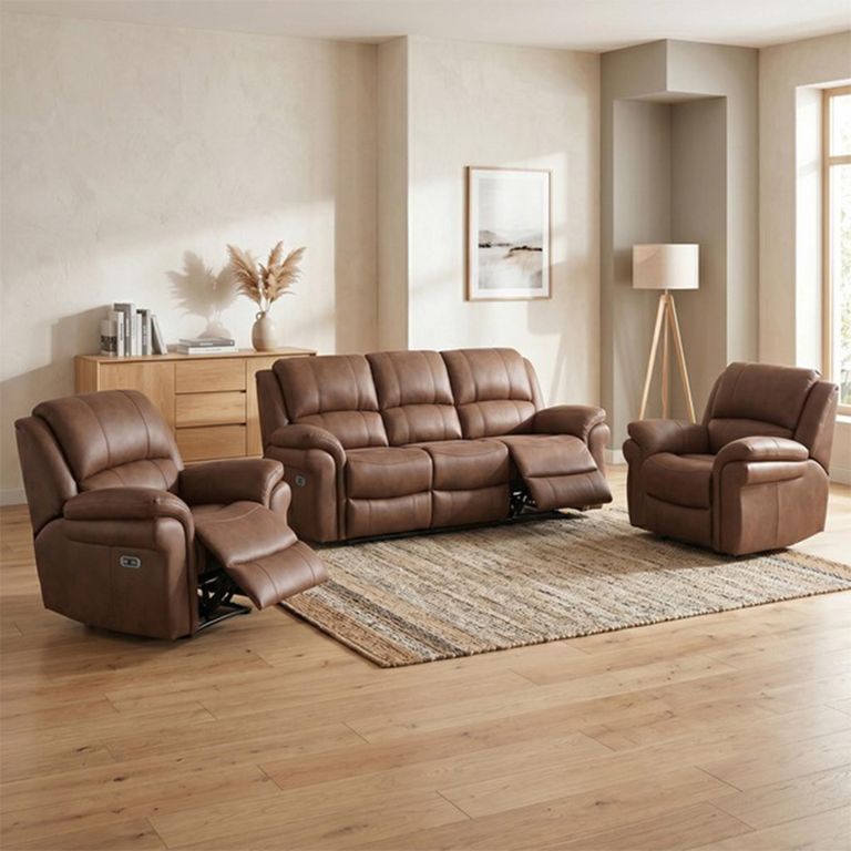 Farnham Ultra Electric Recliner Sofa Suite - 3+1+1 Seater - Tan - Fabric
