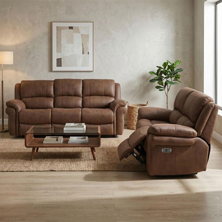 Farnham Ultra Electric Recliner Sofa Suite - 3+2 Seater - Tan - Fabric