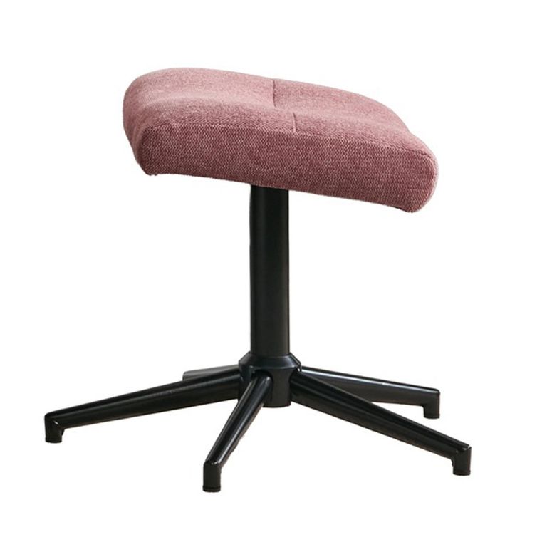 Apero Swivel Armchair - with Stool - Rose and Black - Fabric and Metal