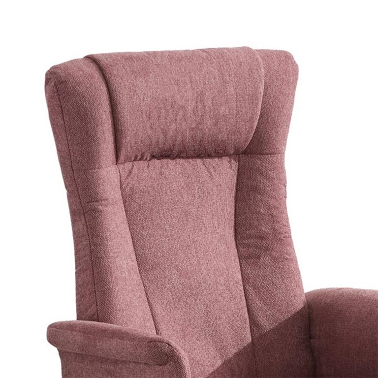 Apero Swivel Armchair - with Stool - Rose and Black - Fabric and Metal