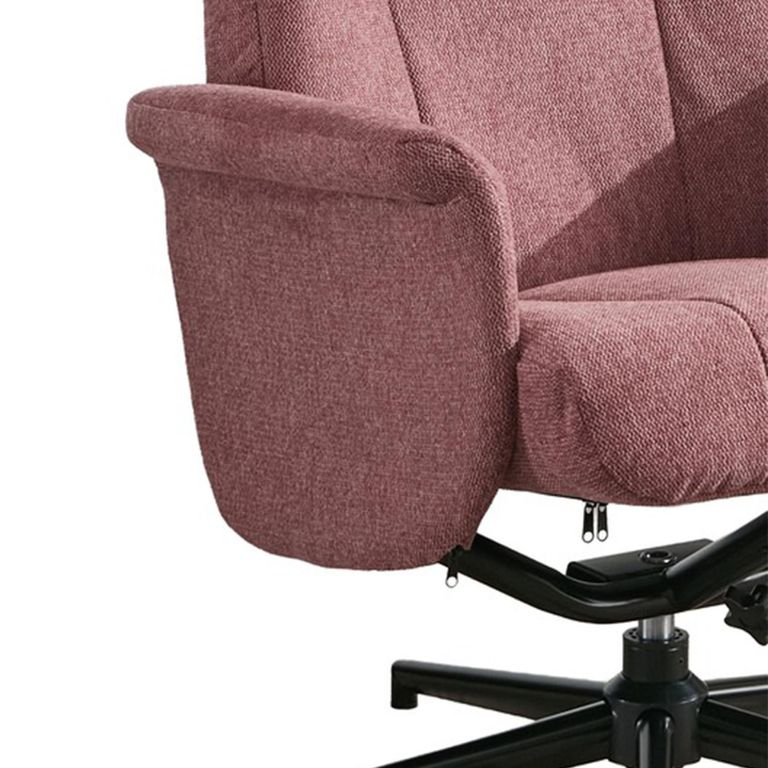 Apero Swivel Armchair - with Stool - Rose and Black - Fabric and Metal