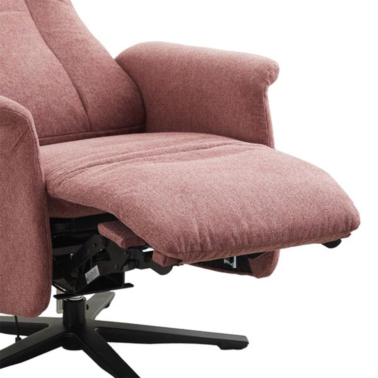 Apero Swivel Electric Recliner Armchair - Dual Motor - Rose and Black - Fabric and Metal