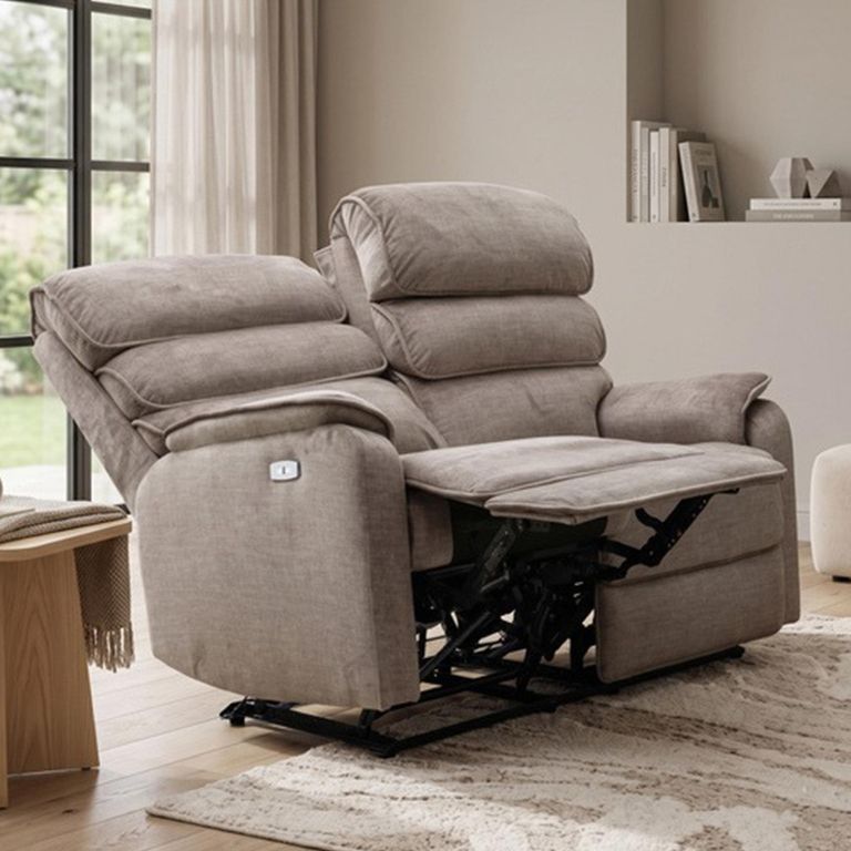 Savoy Electric Recliner Sofa - 2 Seater - Taupe - Fabric