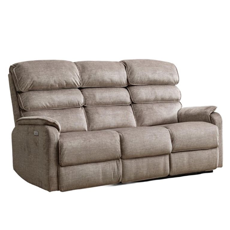 Savoy Electric Recliner Sofa - 3 Seater - Taupe - Fabric