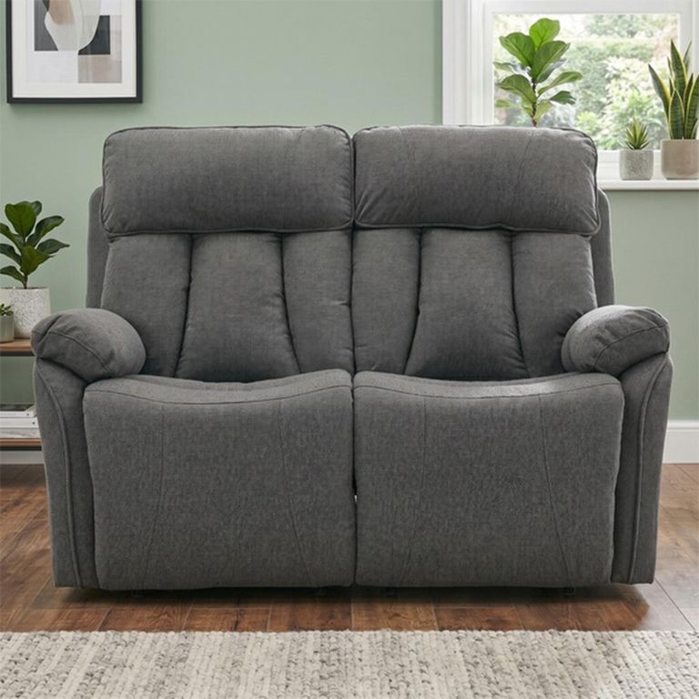 Belgrave Manual Recliner Sofa - 2 Seater - Grey - Fabric