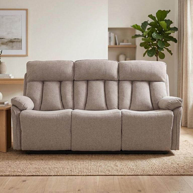 Belgrave Manual Recliner Sofa - 3 Seater - Oatmeal - Fabric