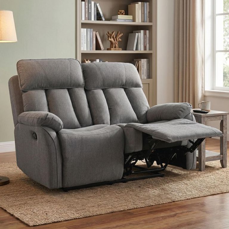 Belgrave Manual Recliner Sofa - 2 Seater - Grey - Fabric
