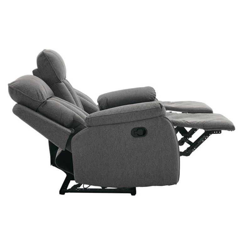 Belgrave Manual Recliner Sofa - 3 Seater - Grey - Fabric