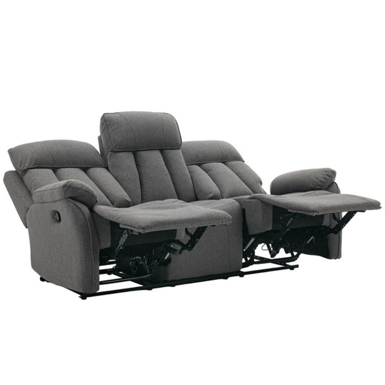 Belgrave Manual Recliner Sofa Suite - 3+1+1 Seater - Grey - Fabric