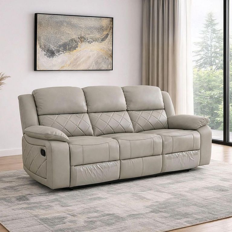 Bentley Electric Recliner Sofa - 3 Seater - Grey Leather
