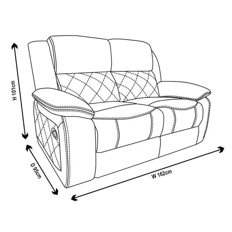 Bentley Electric Recliner Sofa - 2 Seater - Grey Leather