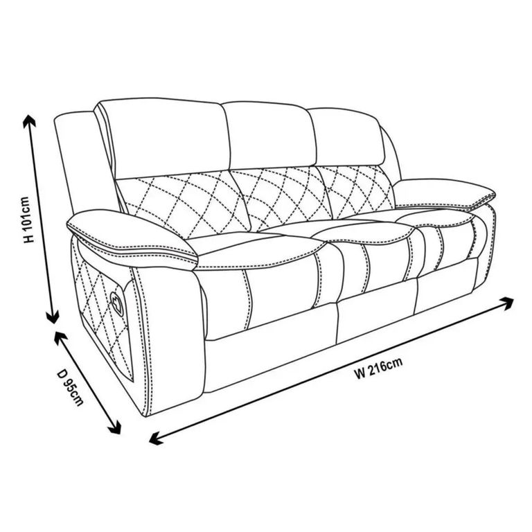 Bentley Electric Recliner Sofa - 3 Seater - Brown Leather