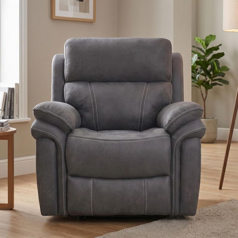 Richmond Electric Recliner Armchair - Charcoal - Leather Look Fabric
