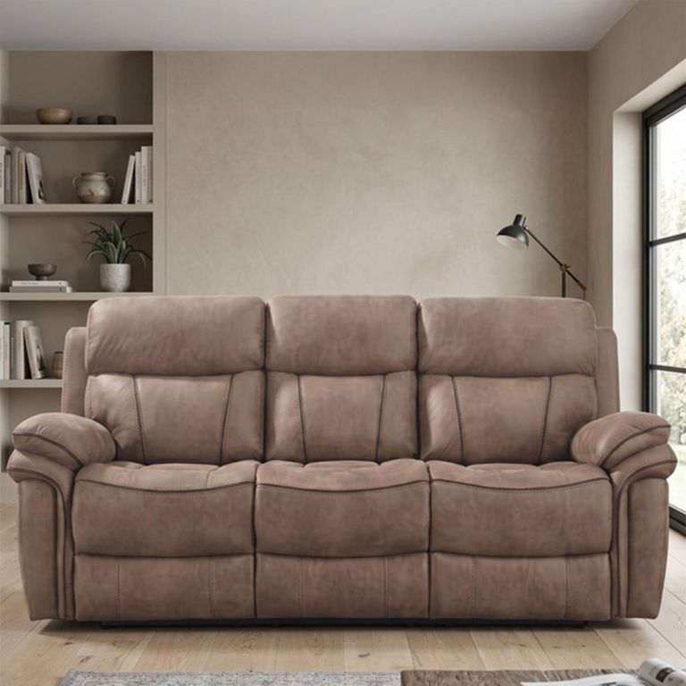 Richmond Electric Recliner Sofa - 3 Seater - Sahara - Leather Look Fabric