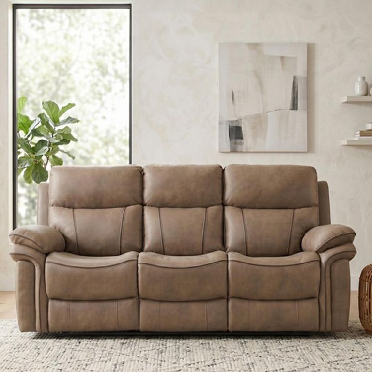 Richmond Manual Recliner Sofa - 3 Seater - Sahara - Leather Look Fabric