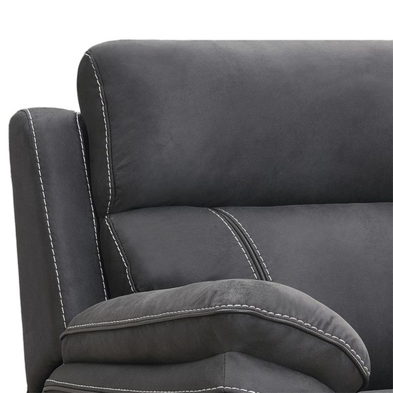 Richmond Electric Recliner Armchair - Charcoal - Leather Look Fabric